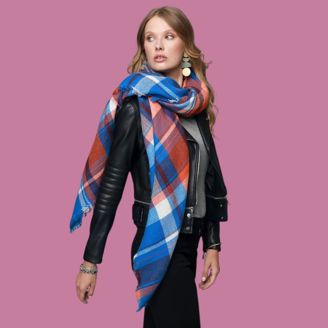 Multi Colored Plaid Blanket Scarf