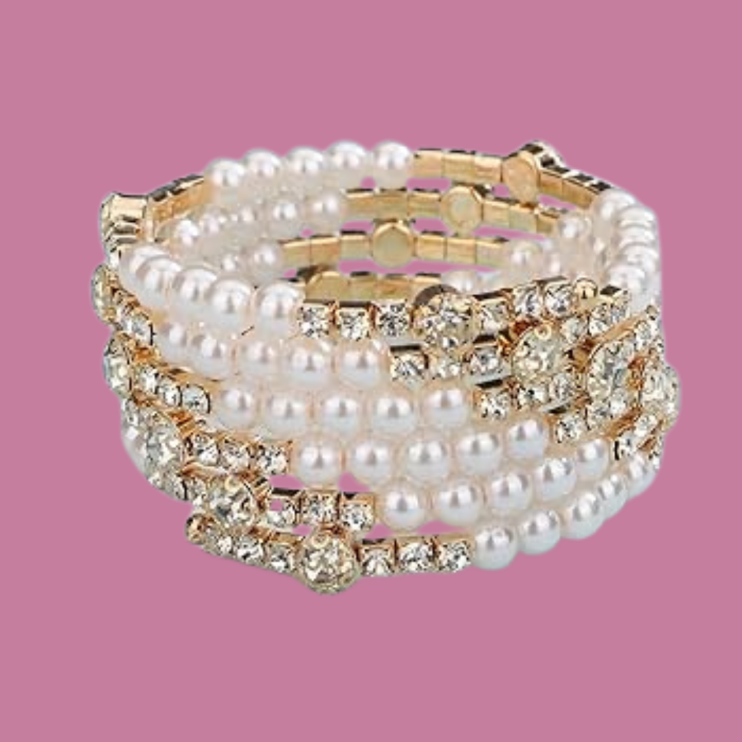 Pearl and Diamond Gold Bracelet Wrap