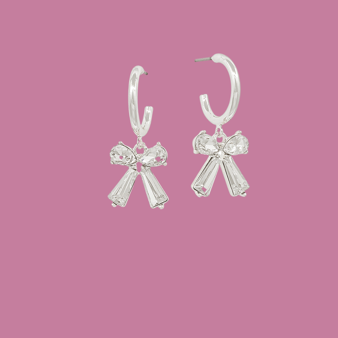 Silver Bow Dangle Earrings