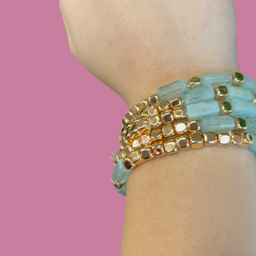Jade and Gold Beaded Bracelets