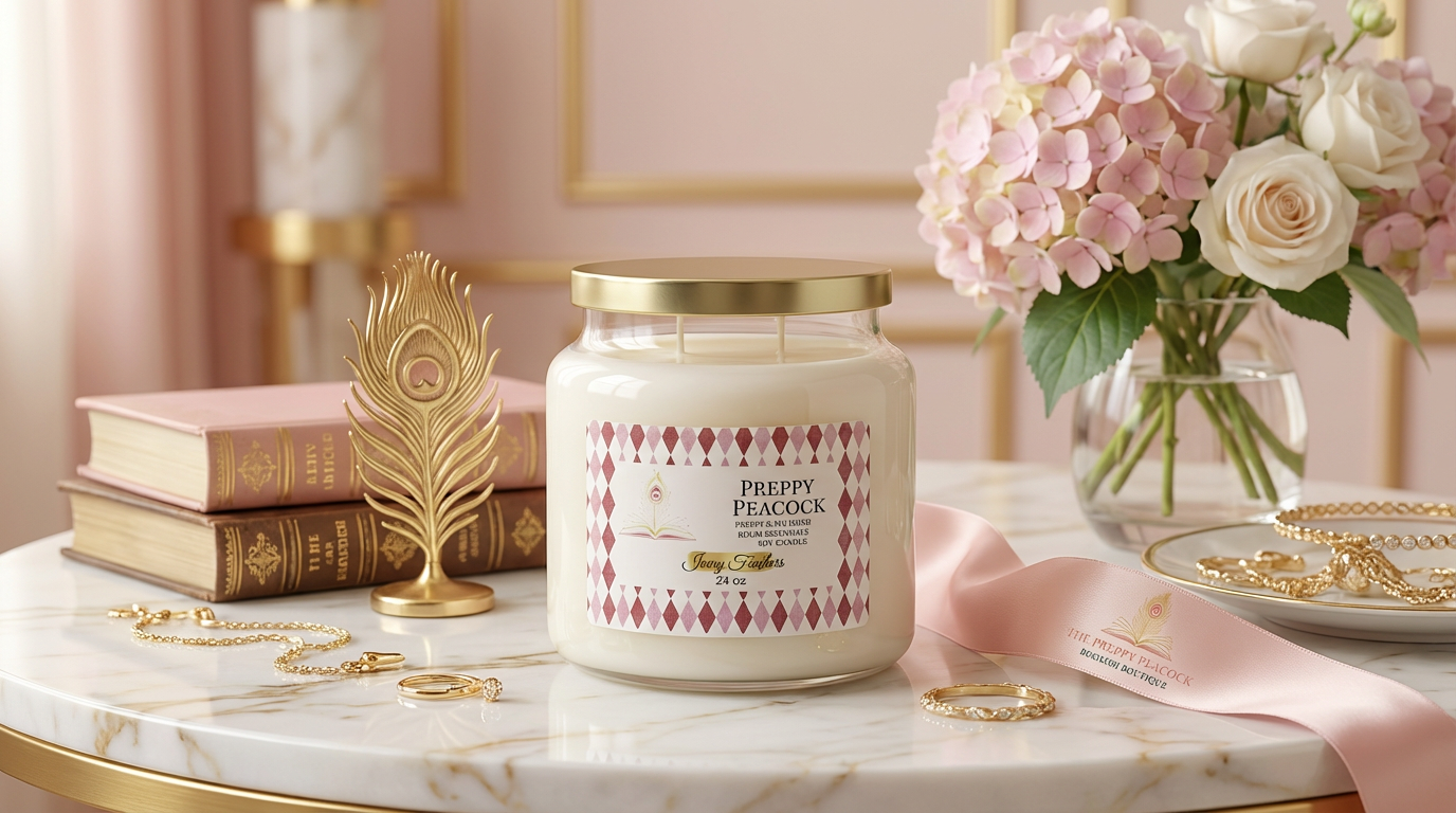 Preppy Peacock Candles
