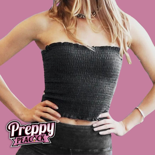 Charcoal Smocked Tube Top