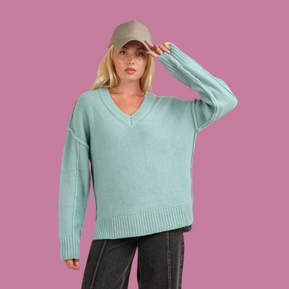 Maria Oversized Chunky V Neck Sweater