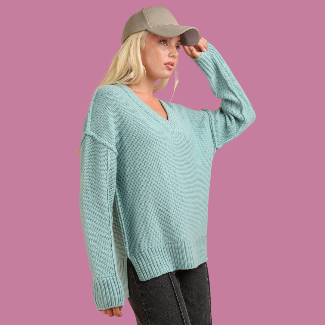 Maria Oversized Chunky V Neck Sweater