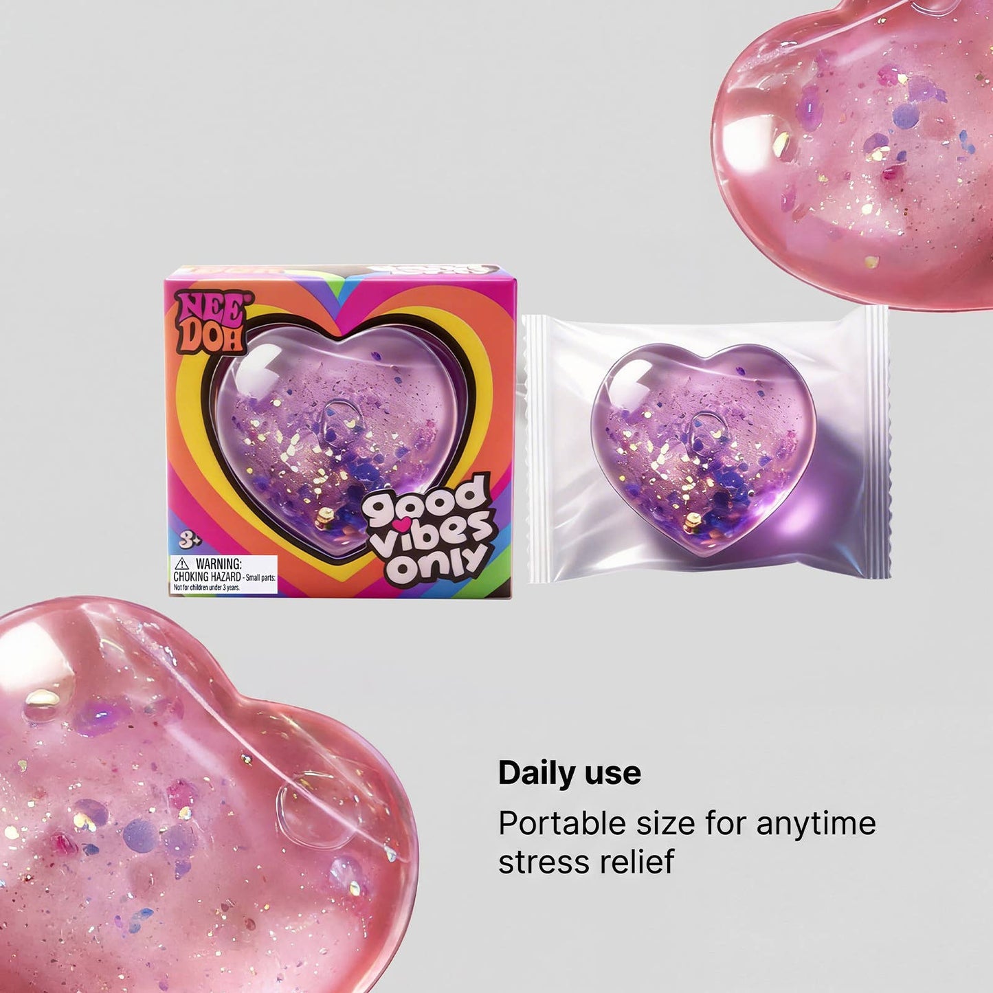 Glitter Heart Squish Stress Relief Fidget Toy