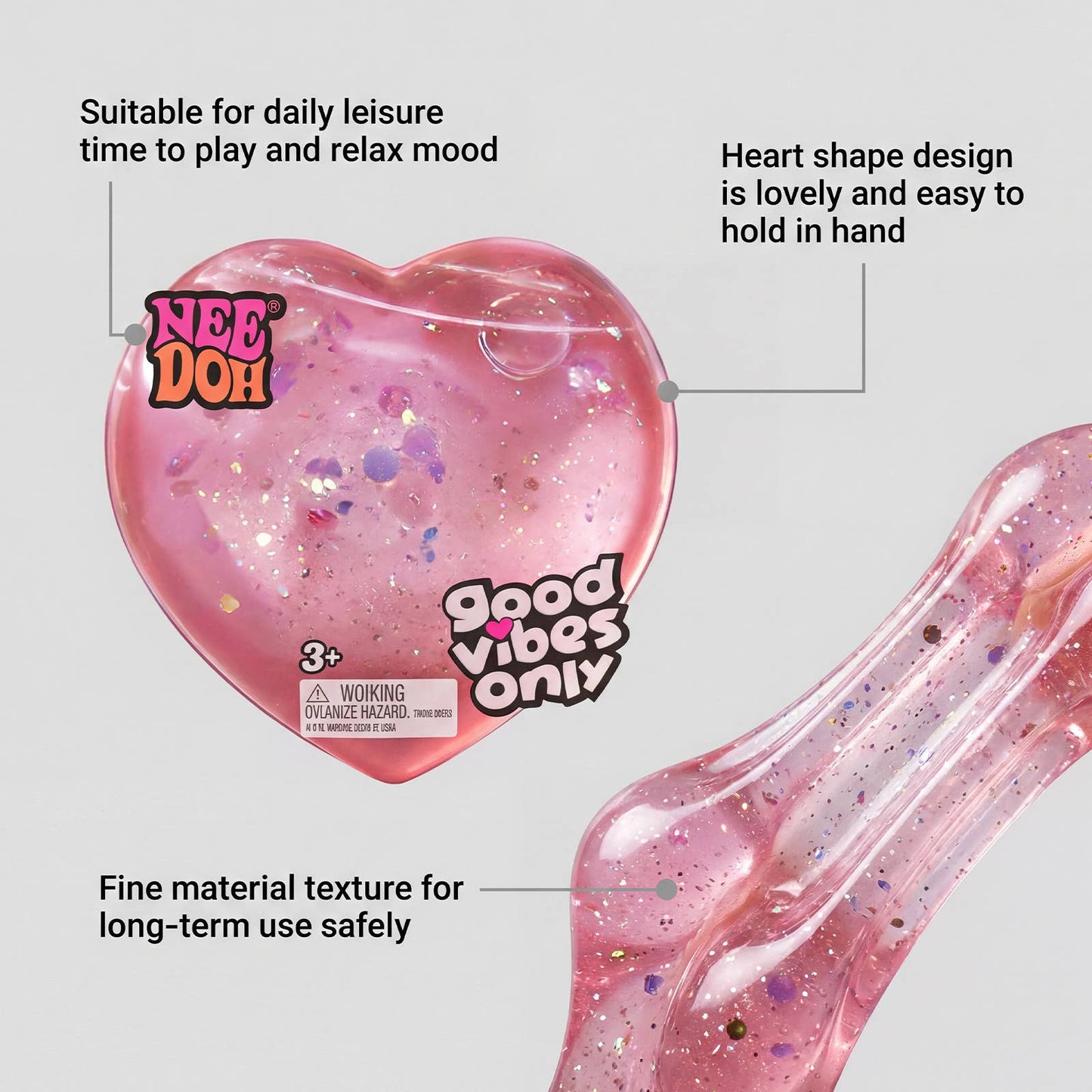 Glitter Heart Squish Stress Relief Fidget Toy