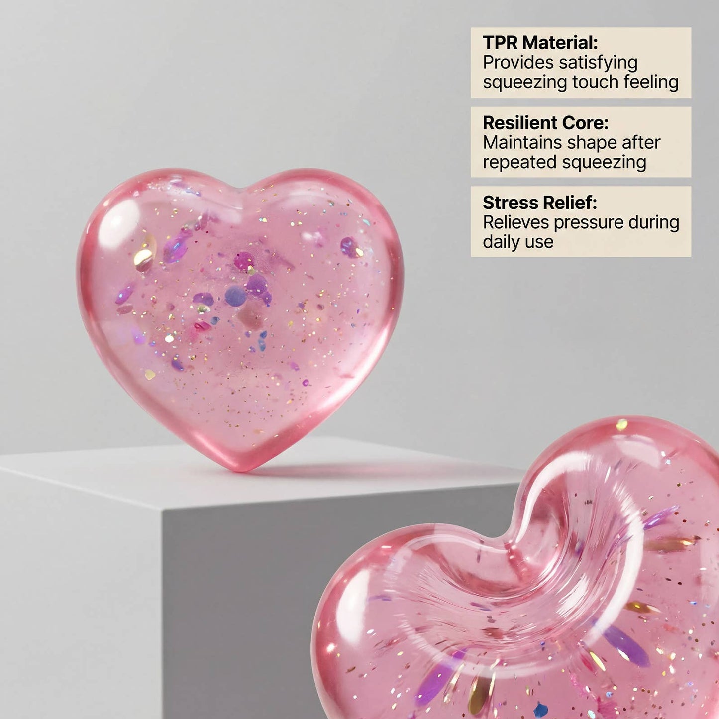 Glitter Heart Squish Stress Relief Fidget Toy