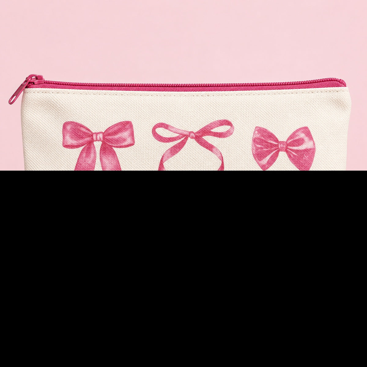 Pink Bow Canvas Zipper Pouch