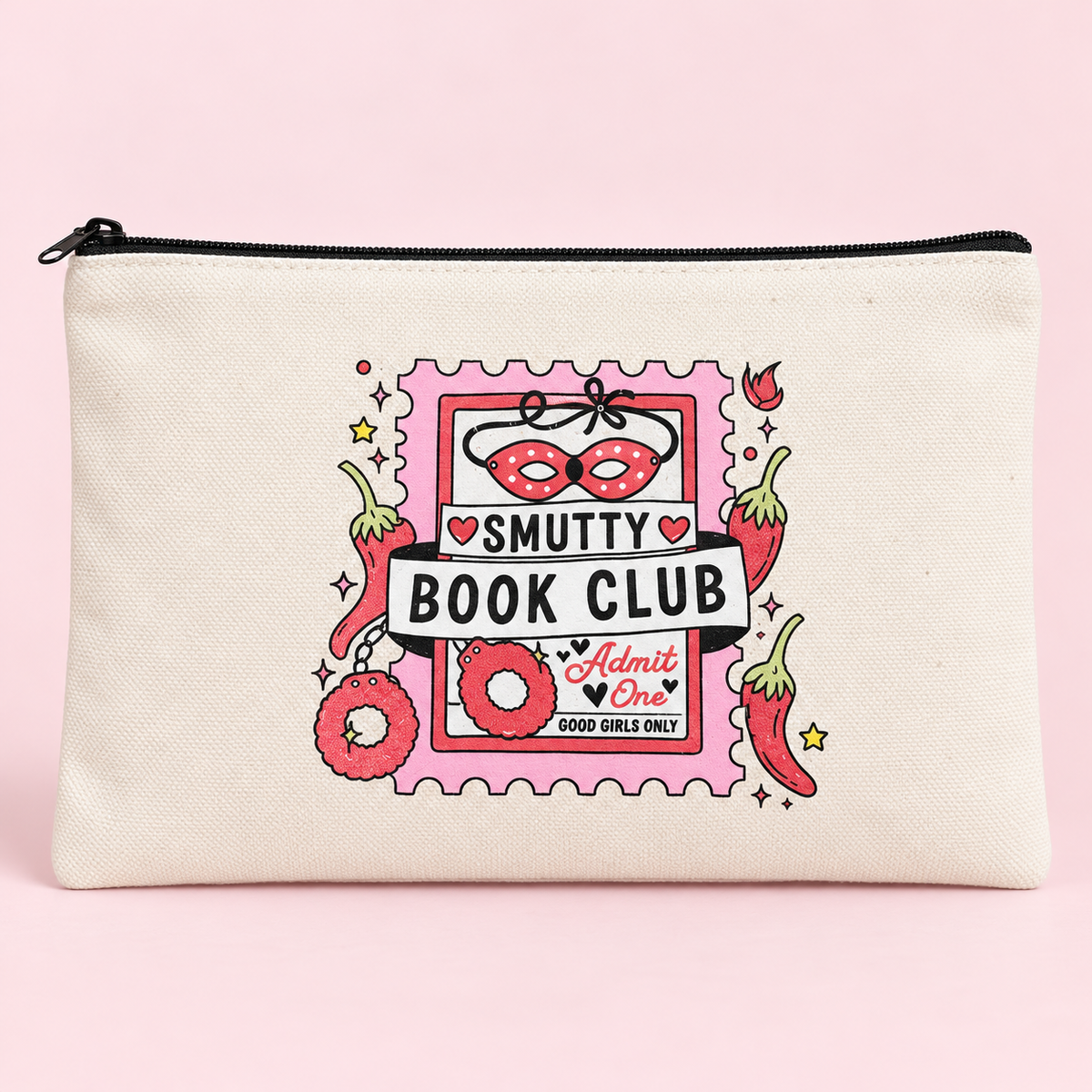Smutty Book Club Canvas Zipper Pouch