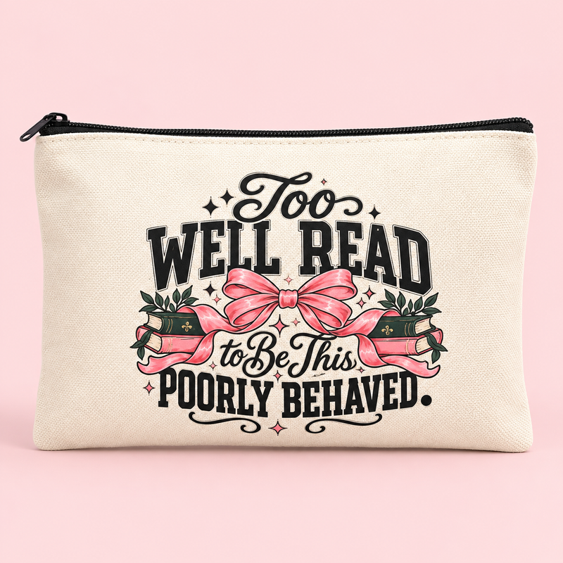 Too Well Read Canvas Zipper Pouch